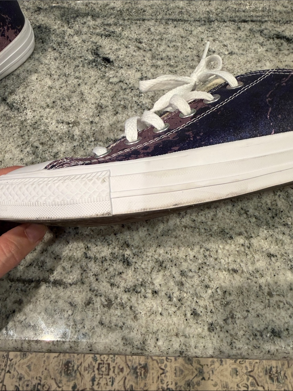 Converse Low-Top Sneakers in Navy/Purple with Silver Glitter Accent - Picture 11 of 16